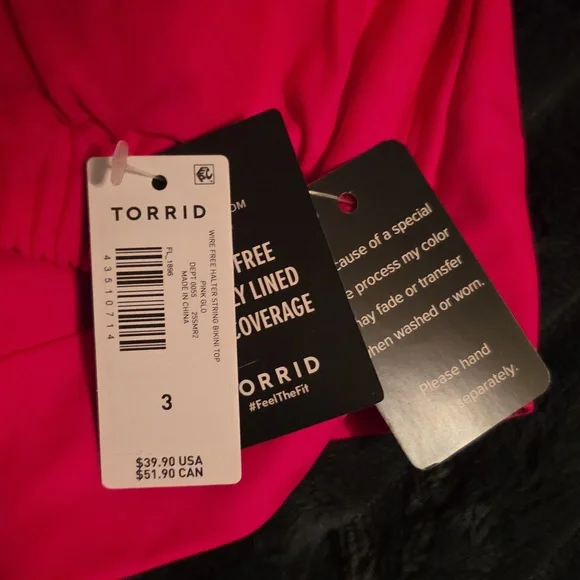 NWT Torrid Hot Pink Halter Bikini Top SIZE 3 - Picture 2 of 5
